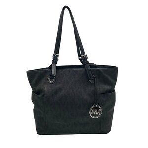 Michael Kors Black Signature Monogram Coated Canvas Tote Bag